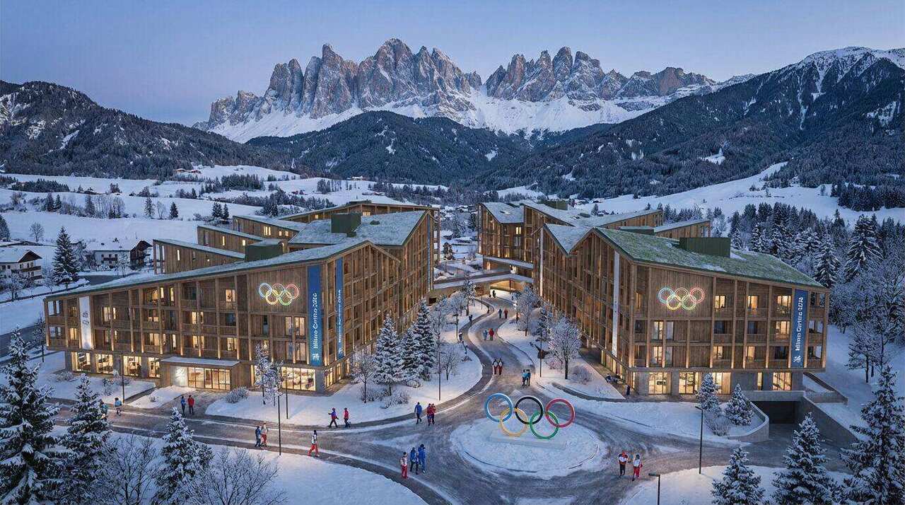 Sites olympiques des Jeux d'Hiver Milano-Cortina 2026 avec la flamme olympique